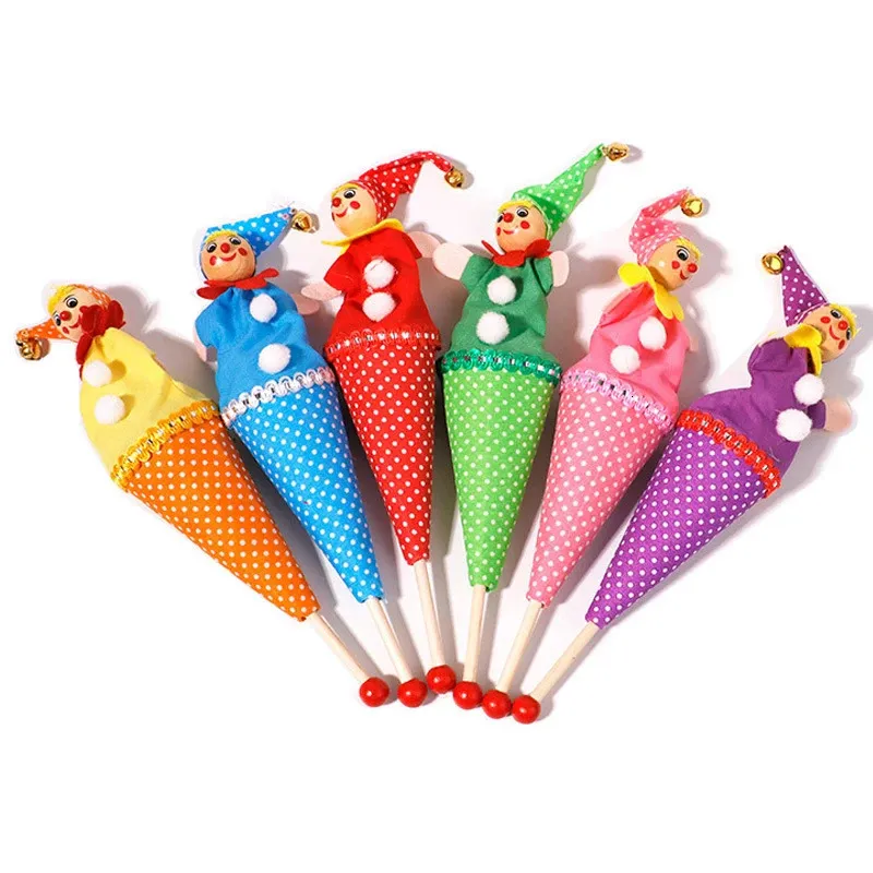 Baby Clown Cartoon Rattle Toys Retractable Smiling Clown Hide Seek Play Jingle Bell Stuffed Educational Toys For Children Dolls 240329