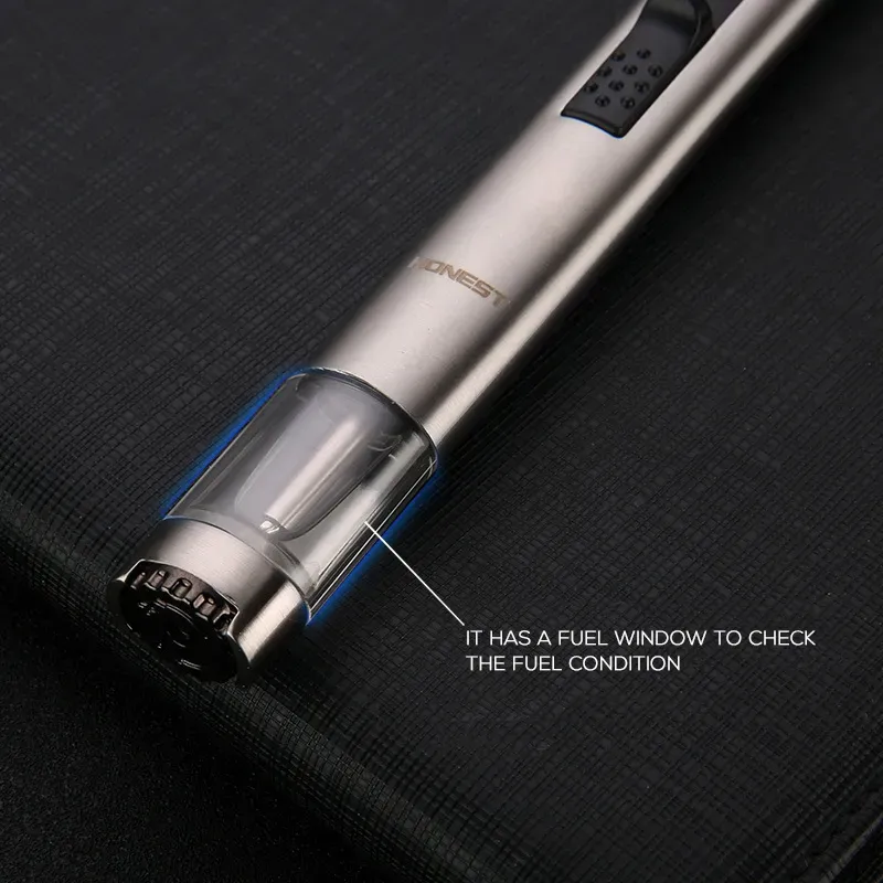 Honest Pen shape  Lighter Blue Flame Fuel Visible Windproof Inflatable Lighters for Kitchen Cooking BBQ