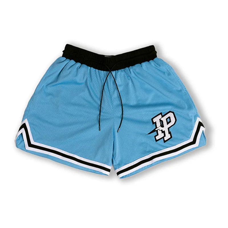 Men s Casual Spliced Summer Basketball Shorts Cotton Mid Waist Drawstring Sports Shorts with Letter Embroidery