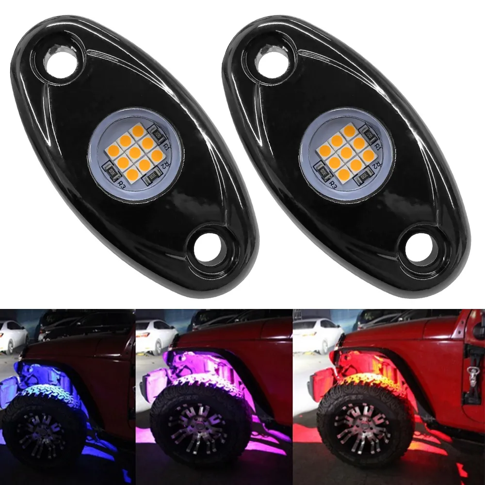 10x Amber LED Rock Lights – Underbody Kit For Jeep, Truck, ATV, 4x4 – IP67 Waterproof, 12V, 2-Year Warranty - View #3