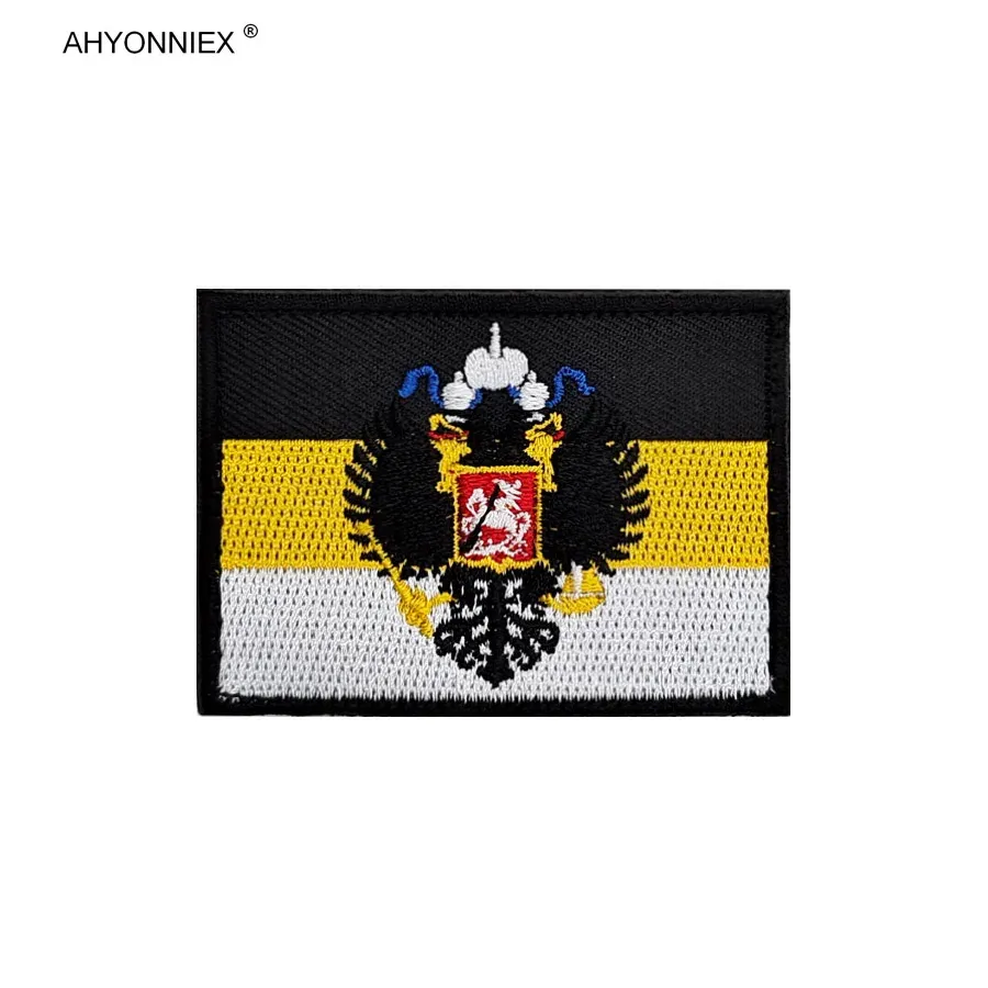 AHYONNIEX 1PC Russian Empire Tactical Moral Badge National Flag Patch Embroidered Armband Backpack Posted Fabric Sticker DIY