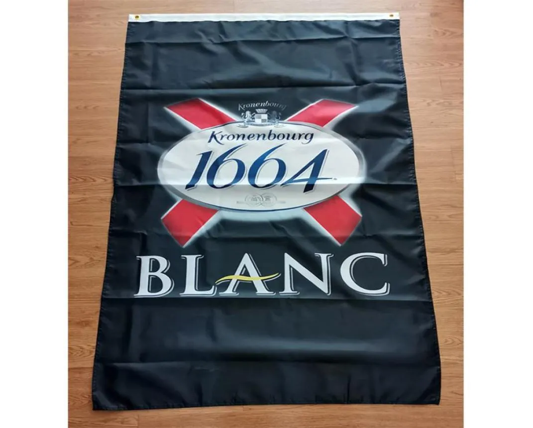 KRONENBOURG 1664 BLANC BIER FLAGE 35FT 90CM150CM POLYESTER FLAG Decoration Décoration Home Garden Flag Flag Festive Gifts5816325