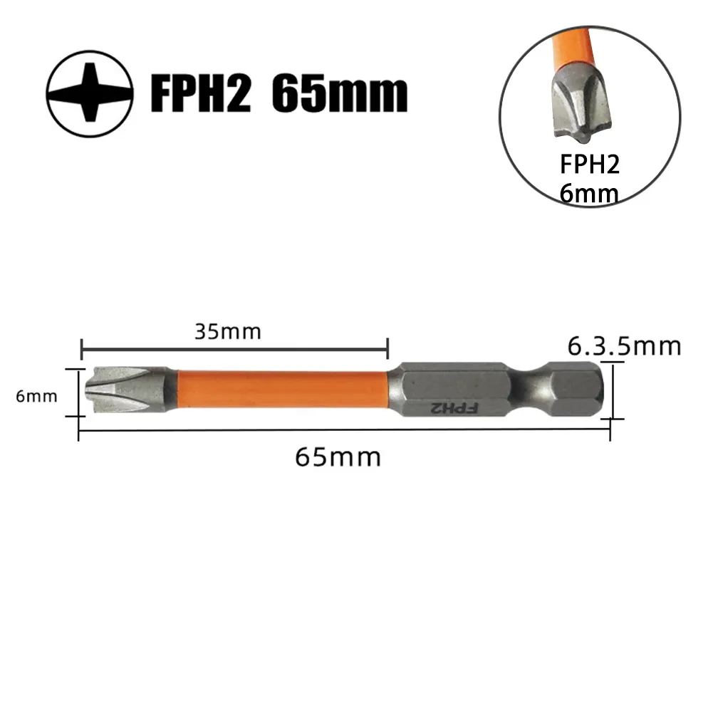 Orange 65/110mm FPH2 Magnetic Special Slotted Cross Screwdriver Bit Driver Professional Electrician Hand Tools Fpz1 Fpz2 Fpz3