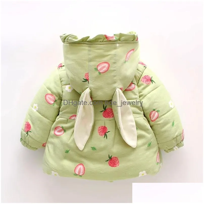 jackets winter peuter meisje kleding schattige konijn oor hooded baby jas dikke warme pasgeboren baby jas voor meisjes kerst