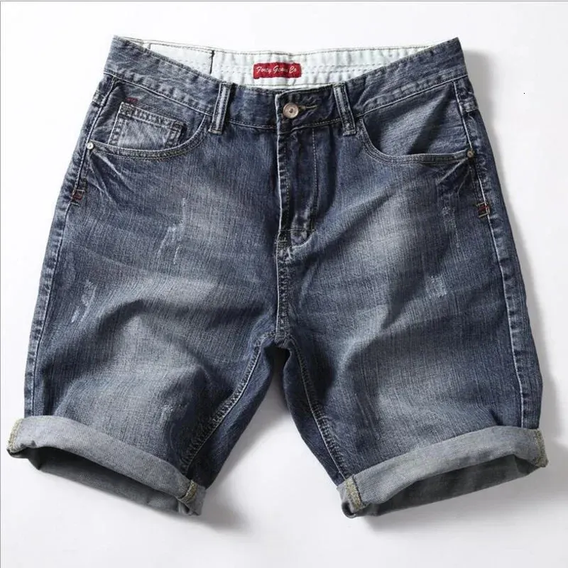 Men Gray Denim Shorts Jeans broek goede kwaliteit mannen katoenen knie lengte korte jeans zomermannelijk groot formaat denim shorts 42 240410