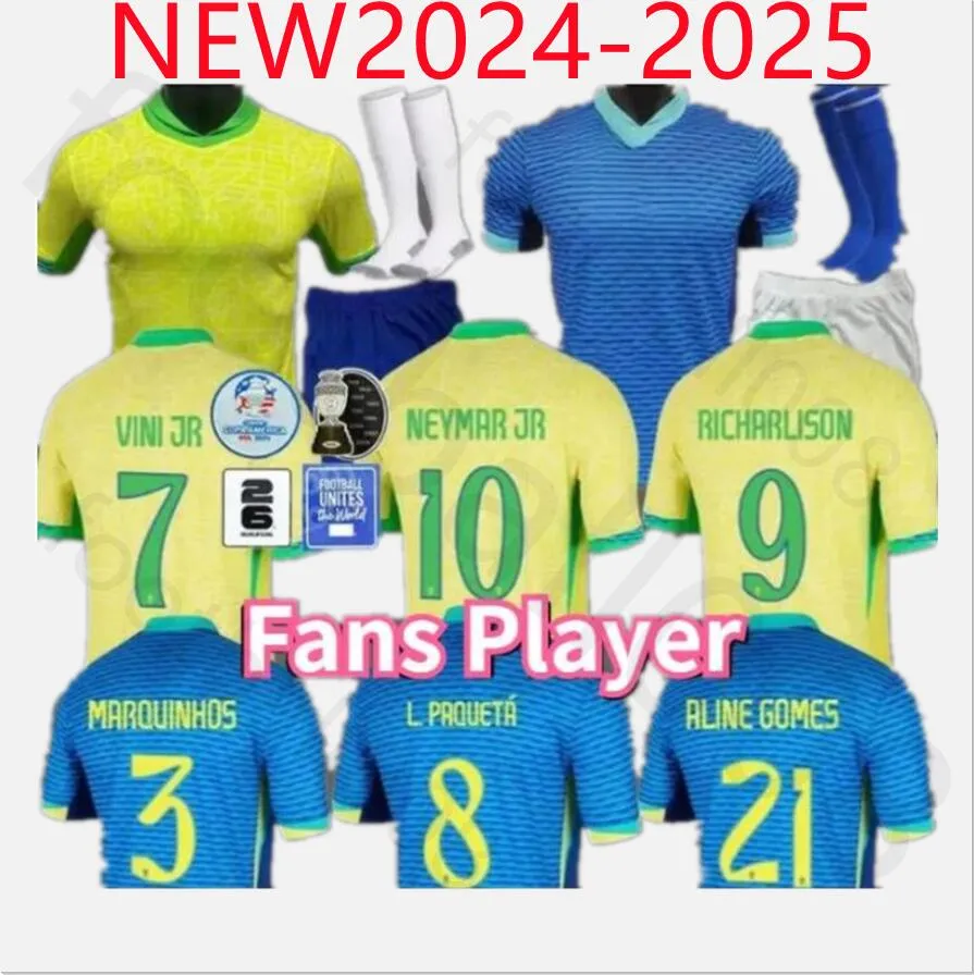 Brasile 2023 2024 25 Maglie da calcio Camiseta de Neymar Jr Futbol Paqueta Raphinha 23 24 25 Shirt da calcio MAILLOTS MARQUINHOS Vini Jr Brasil Richarlison Men Donna