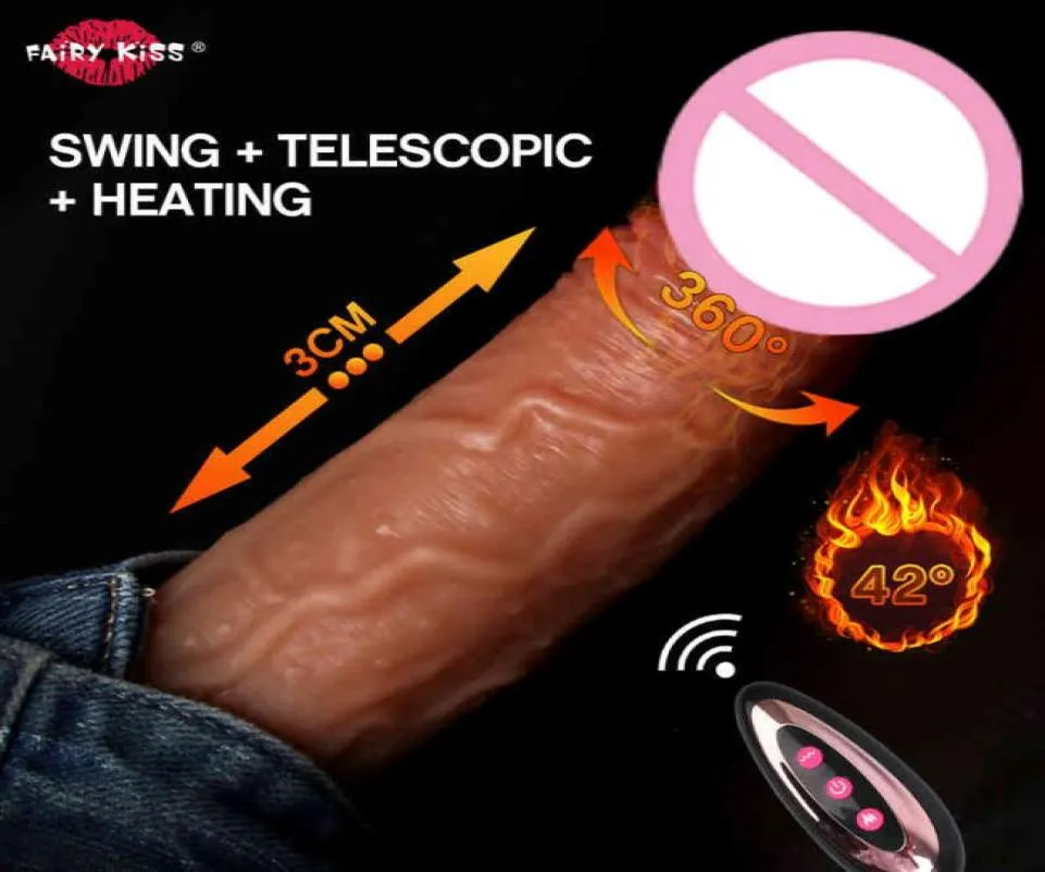 Automatische telescopische verwarming enorme dildo afstandsbediening realistische big vibrator g point volwassen seksspeeltjes voor vrouwen masturbator1332154