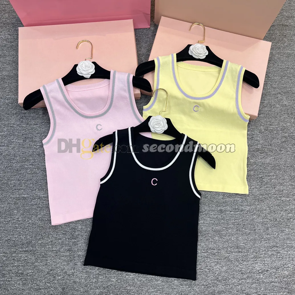 Women Gym Vest Letter Embroidered Tanks Top Letter Embroidered Sport Tops Elastic Vests