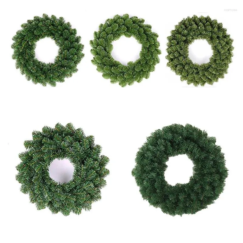 Decorative Flowers 30/40/50cm Christmas Garland Bare Wreath Pine Needle Xmas Front Door Navidad Home Year Hanging Ornament Windown