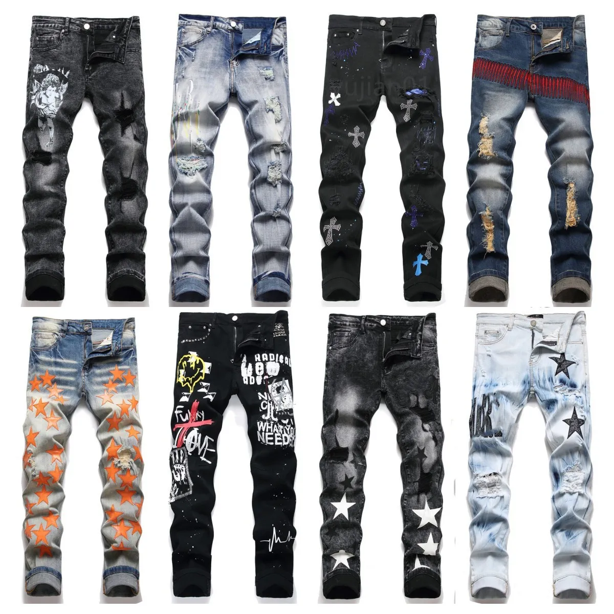 amirir jeans designer jeans man kvinnor mens jeans europeiska jean hombre mens byxor byxor biker broderi rippade för trend bomull mode jeans lila märke