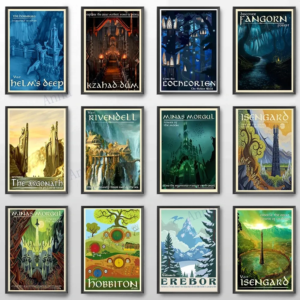 Tolkien Middle Earth Map Canvas: Nordic Vintage Wall Art for Fantasy ...