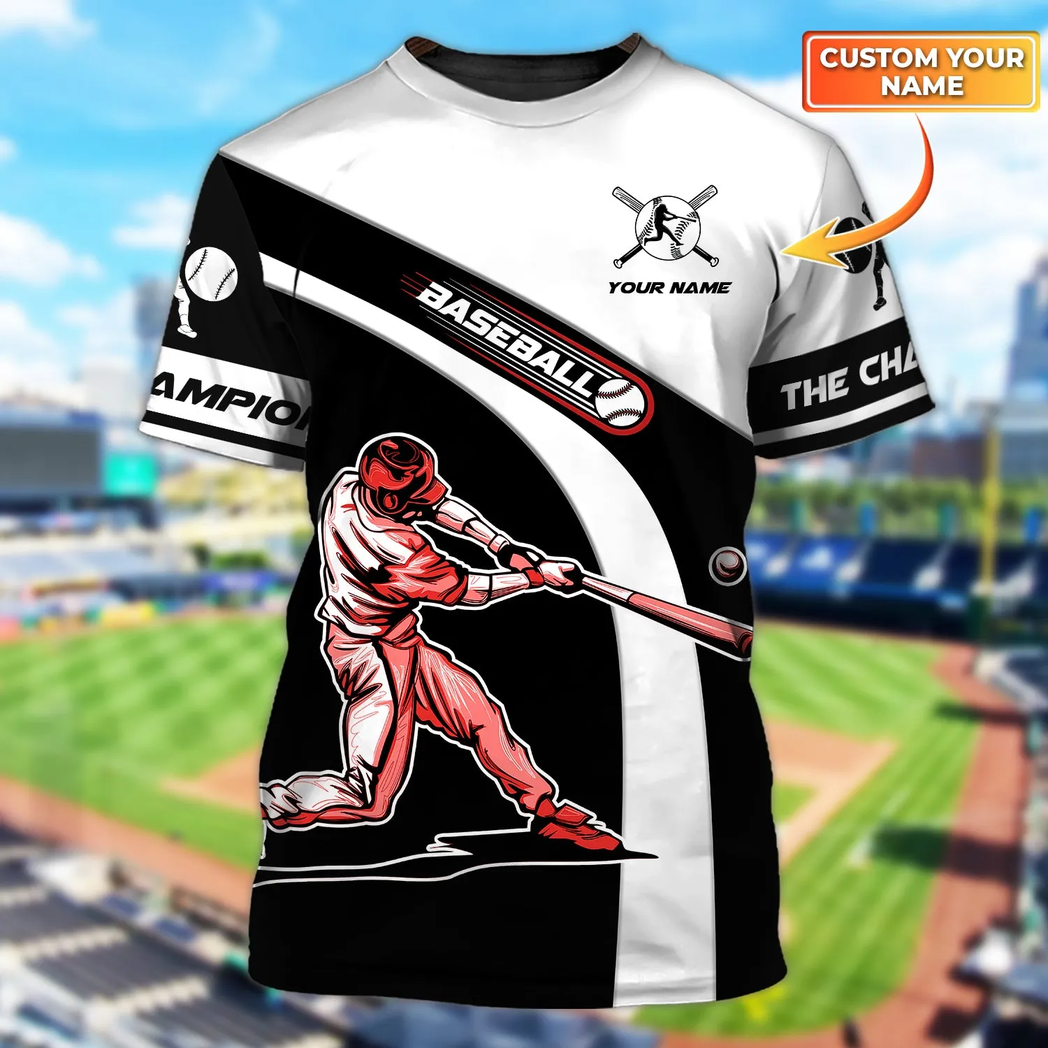 DHgate.com:Baseball 3D Print Tee | Oversized O-Neck Short Sleeve 