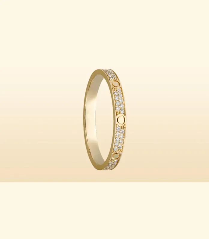 Mały model Slim Love Wedding Pierścień dla kobiet mężczyzn 316L Tytanium Steel Full CZ Paved Designer Jewelry Aneis Anel Bague Femme Cl8455790