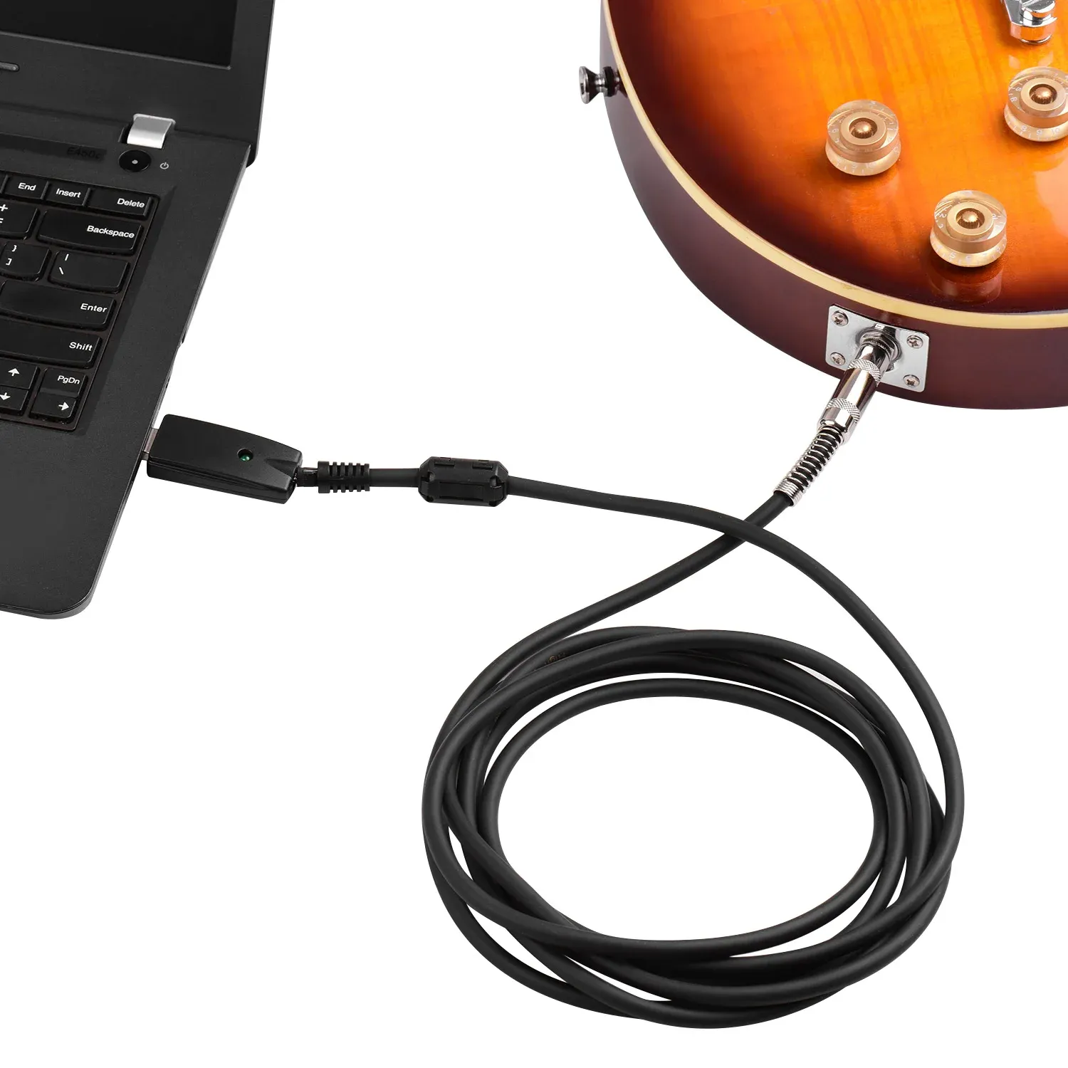 Kablar USB Guitar Andio Cable USB Manlig gränssnitt till 6,35 mm (1/4inch) Mono Electric Guitar Connection Cable Professional Guitar till PC