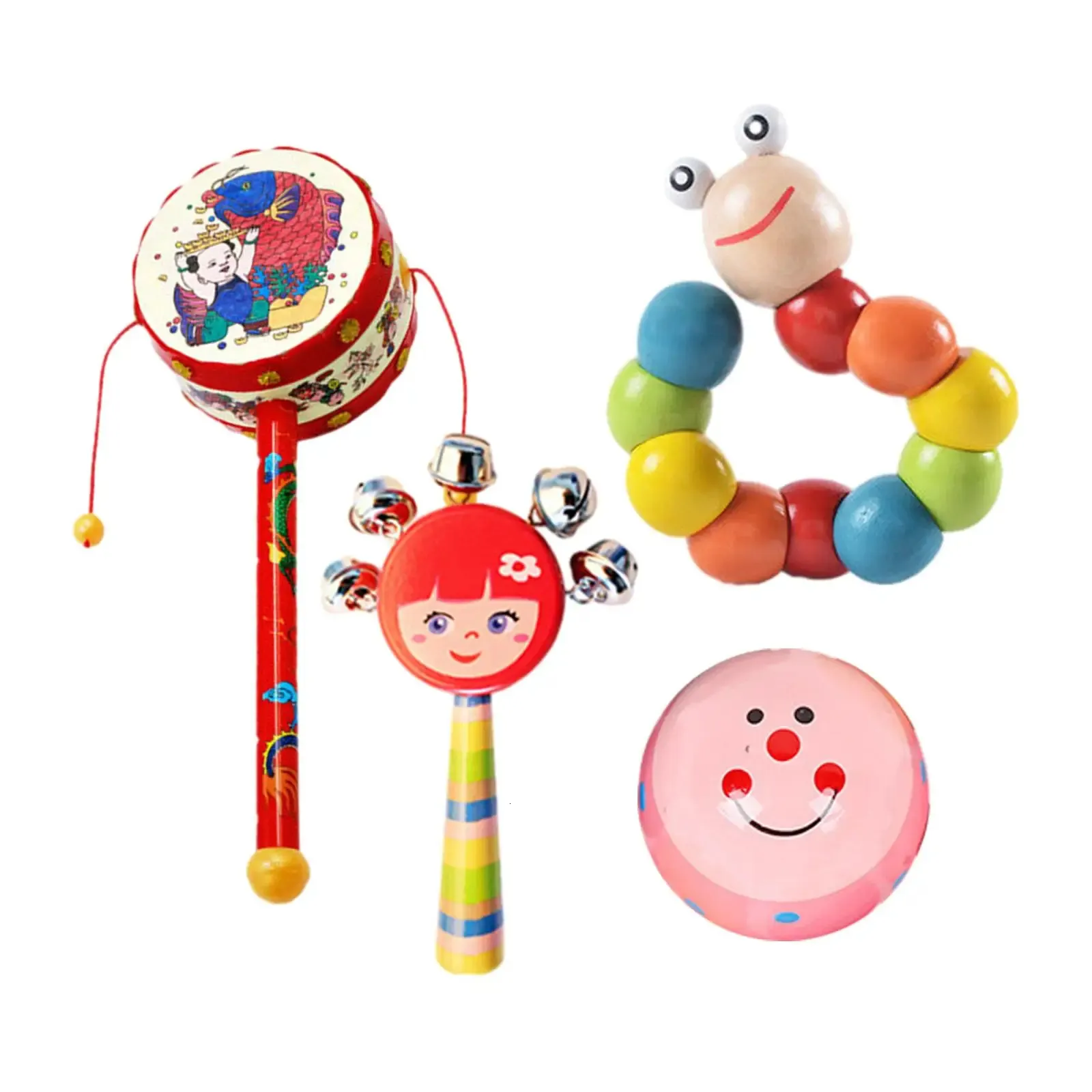 4x Wooden Musical Instruments Set Noisemaker Toy Premium Percussion Rhythm Kits for Boys Girls Newborn Party Baby Holiday