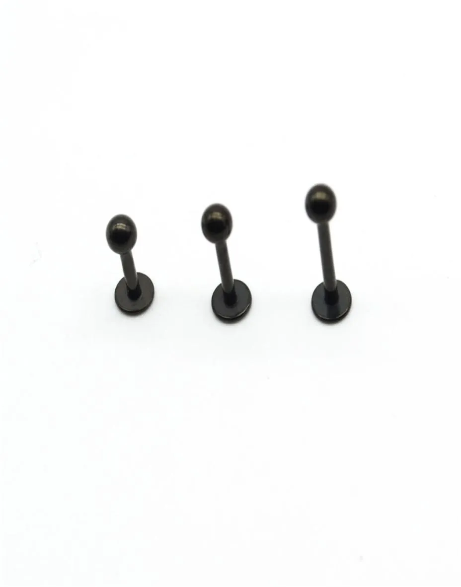 Black LaBret Ring Lip Stud Bar Steel 16 Gauge Populära kroppsmycken Liage Tragus Piercing Chin Helix Hose7829789