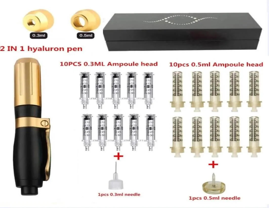 2 In 1 nieuwe hogedruk hyaluronische pen 2 in 1 hyaluron pen voor tattoo tip hyaluron pistool 03ml 05 ml hoofd Q05087599047