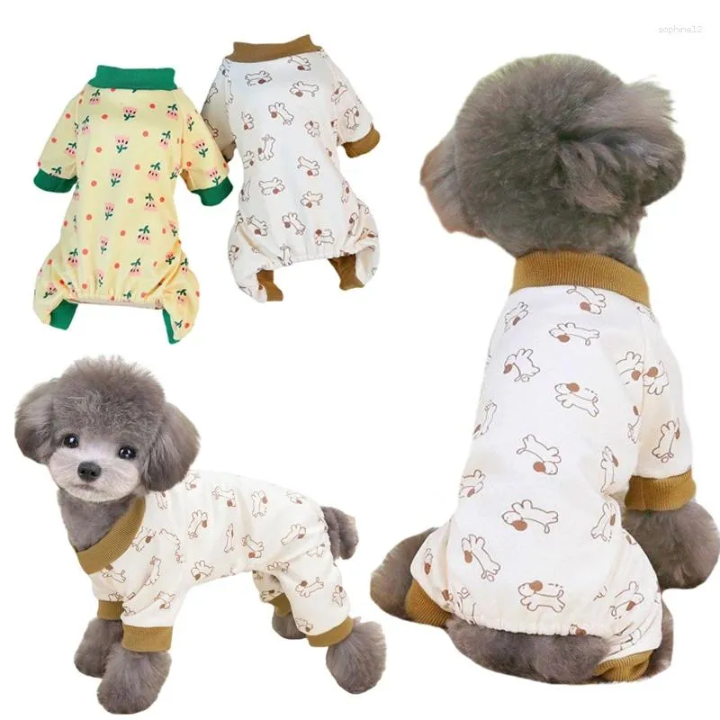 Hondenkleding winter huisdier jumpsuit warme pyjama's puppy cartoon print jassen voor kleine middelgrote honden kleding chihuahua overalls teddy kostuums