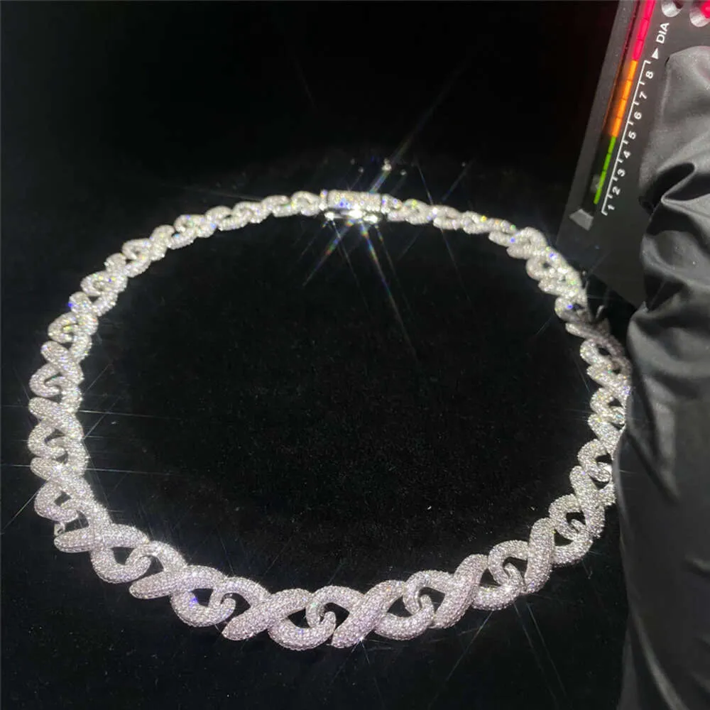 Lodowe złoto i sier Miami Naszyjnik 12 mm Hip Hop Męska biżuteria D Color VVS Mosonite Cuban Chain