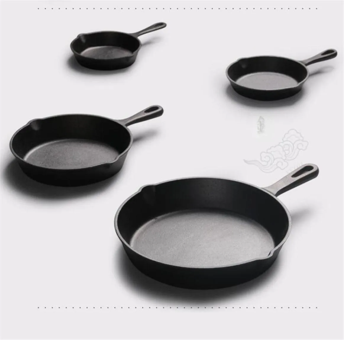 Cast Iron Nonstick 1426cm Skillet Frying Flat Pan Gas Induction Cooker iron pot Egg Pancake Pot Kitchen Dining Tools Cookware8923853