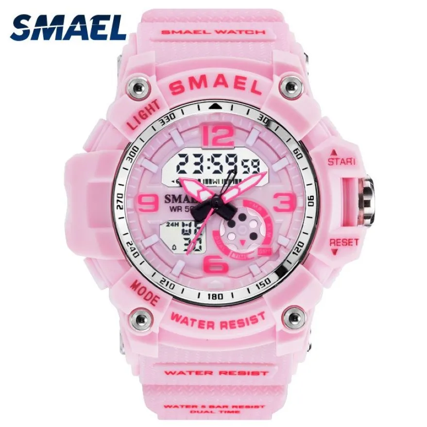 Smael امرأة تشاهد الرياضة في الهواء الطلق LED WATTSES Digital Clasts Woman Wather Watches Military DIAL BIG 1808 Women Watherproof250G