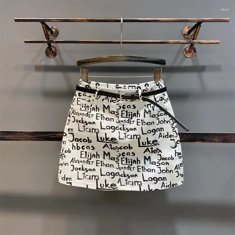 Skirts Denim Summer Spring Skirt Women Ladies Letters Graffit Print Young High Street Party