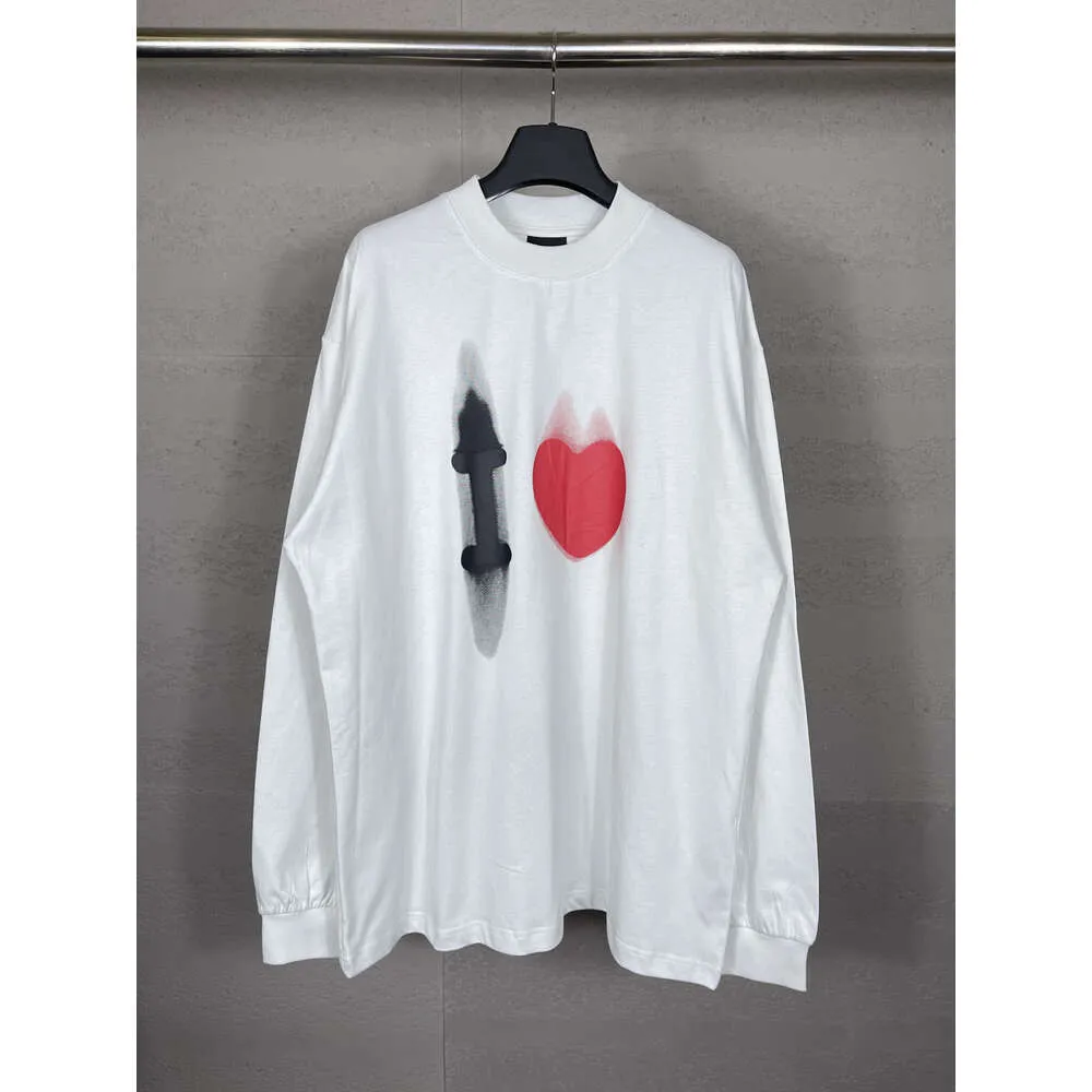 Wysoka wersja BS Qixi 520 Miłość T-shirt z długim rękawem Haft Klasyczne kochanki Koszulka Dna Losowa koszula