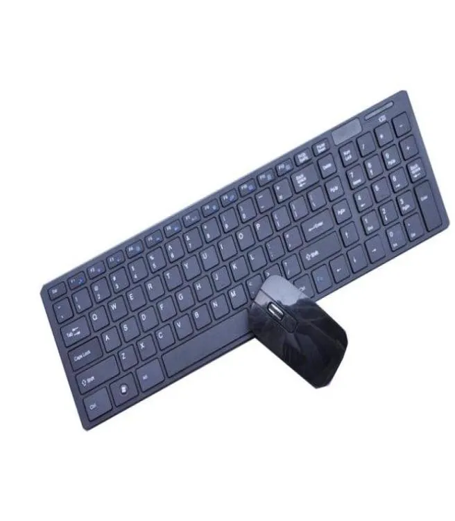Keyboard Mouse Combos Mini Ultra Slim Wireless 24GHz Kit For Desktop Laptop PC Black and White option3691048