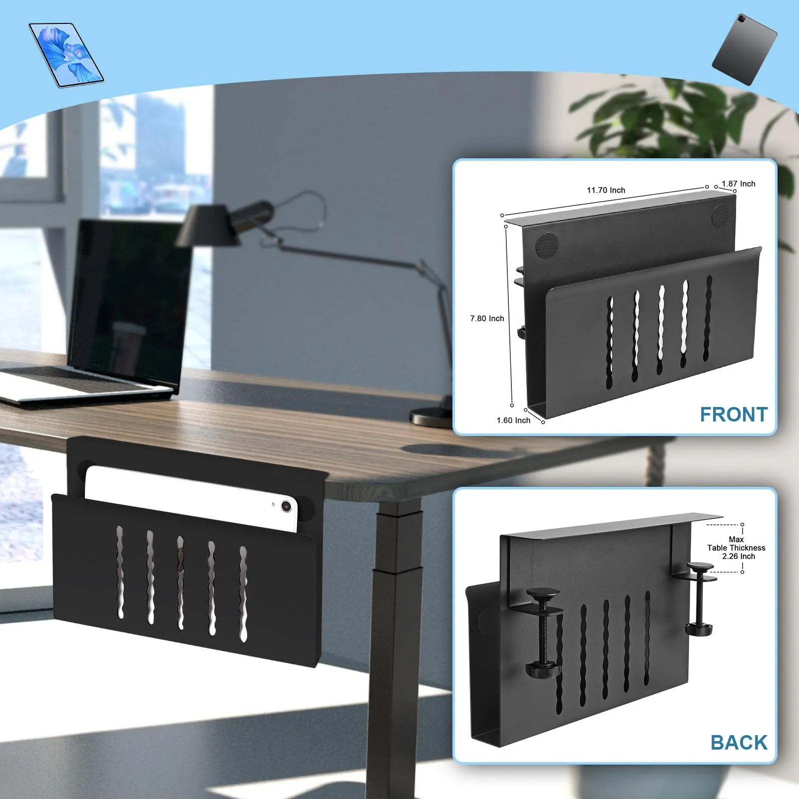 No Drill Under Desk Cable Management Tray Wire Management Tray Clamp ...