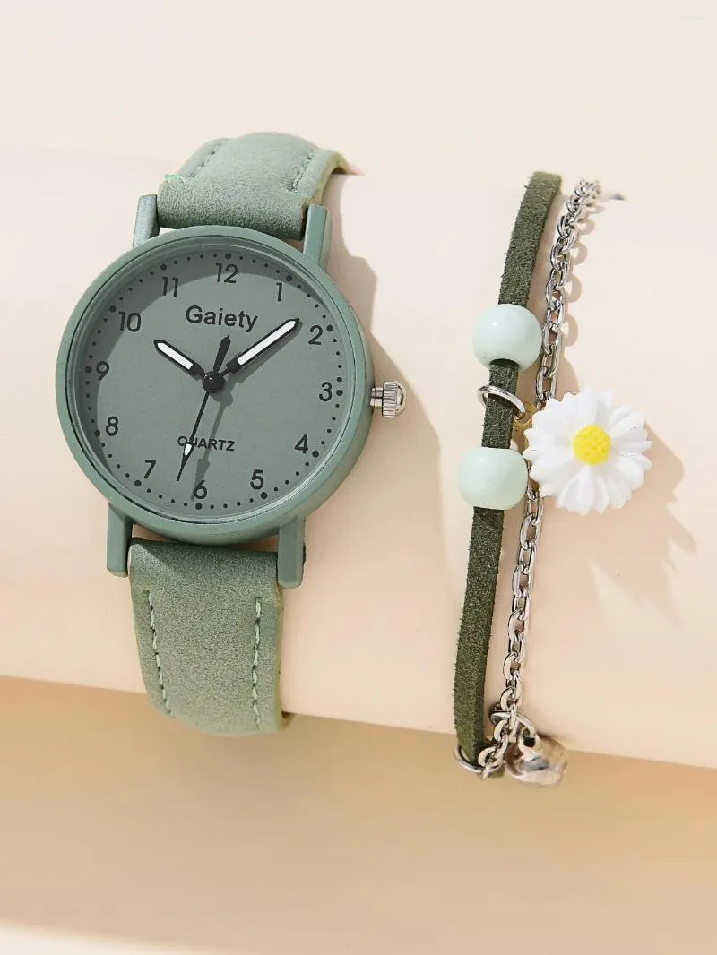 Wallwatches Gaiety Brand Watch For Women Pulsera romántica Moda de pulsera Moda Ladies Cuero de cuero Reloj Montre Femme