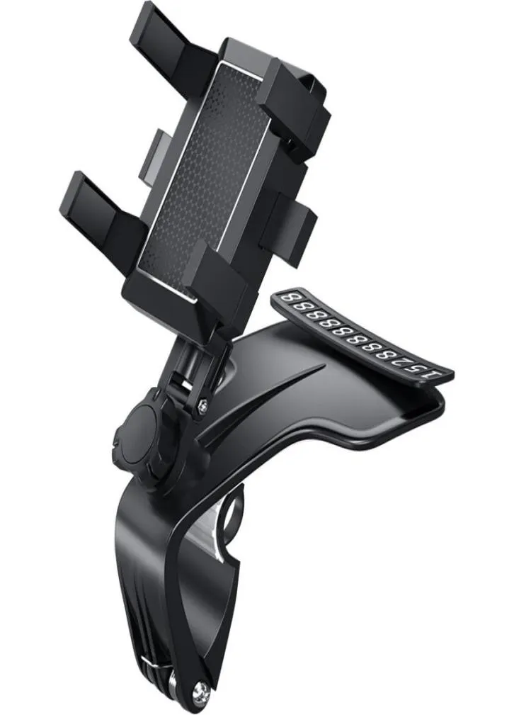 New Car Phone Holder 1200 Degree rotation rearview mirror Sun Visor dashboard GPS mobile navigation Bracket With Parking Card9392770