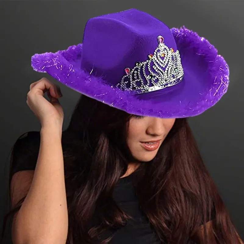 Women Church Hat, Luxury Wide Brim feather Trim Hat (Black, Red, White, Purple) Couture Designer Statement Feather Dress Hat, Mauve Violet  main image 4