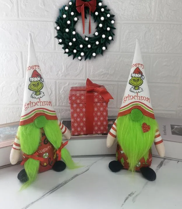 Noel Oyuncak Grinch Cüce Bebekler Baskılı Şapka Yüzsüz Rudolph Bebek Pencere Noel Ağacı Dekorasyon Çocuk Hediyesi C468685914