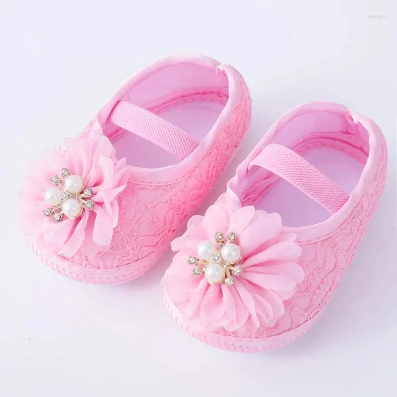 First Walkers Baby Girls Shoes Pearl Floral Infant Prewalkers Little Crib Soft Sole Born Princess