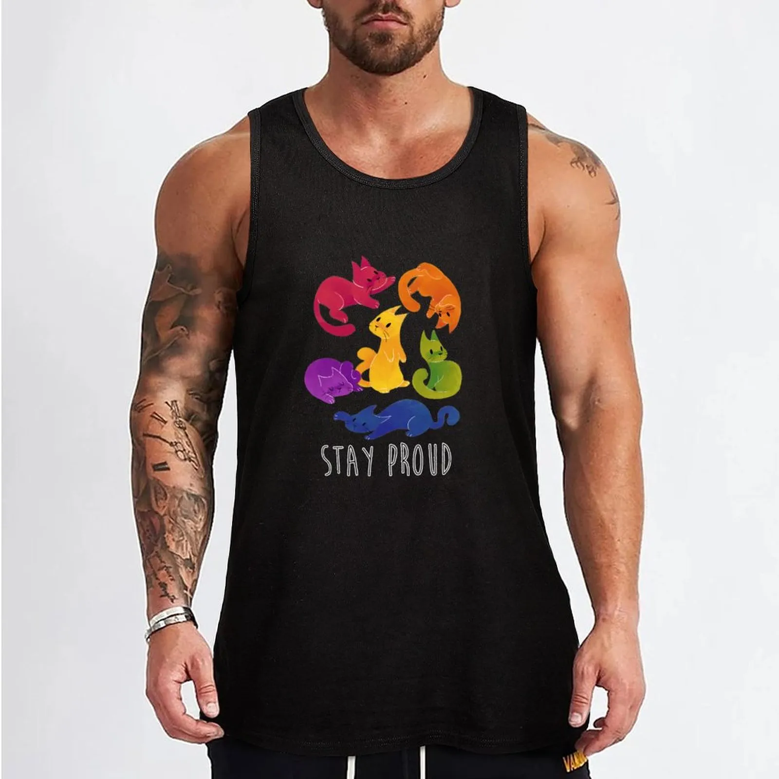 Neue LGBT + Pride Cats Tanktopest für junge männliche Kleidung