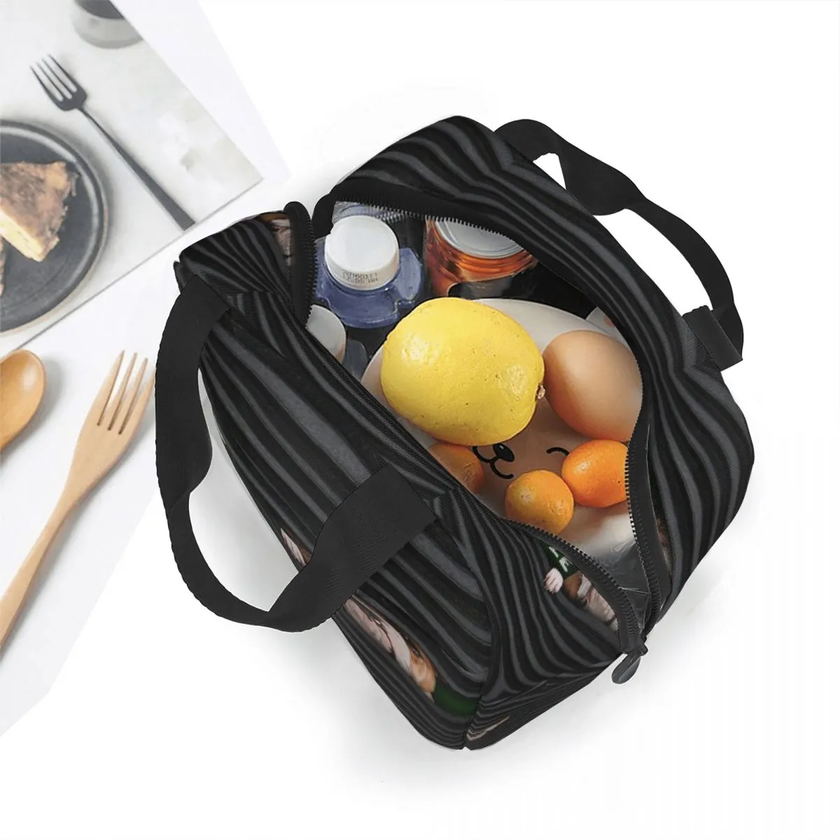 Bulldog Hunde Gesicht Isoliertes Lunchbeutel Thermaltasche Mittagessen Animal Hunde Große Lunchschachtel -Tasche Futterhandtaschen Strand Picknick