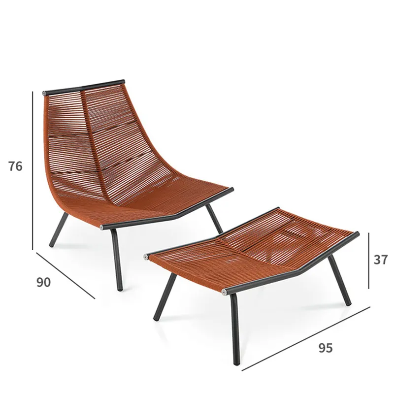 Nordic Rattan Garden Sofas Designer Meubles d'extérieur canapé paresseux chaise à bascule Balconie salon de salon simple Sofa de loisirs