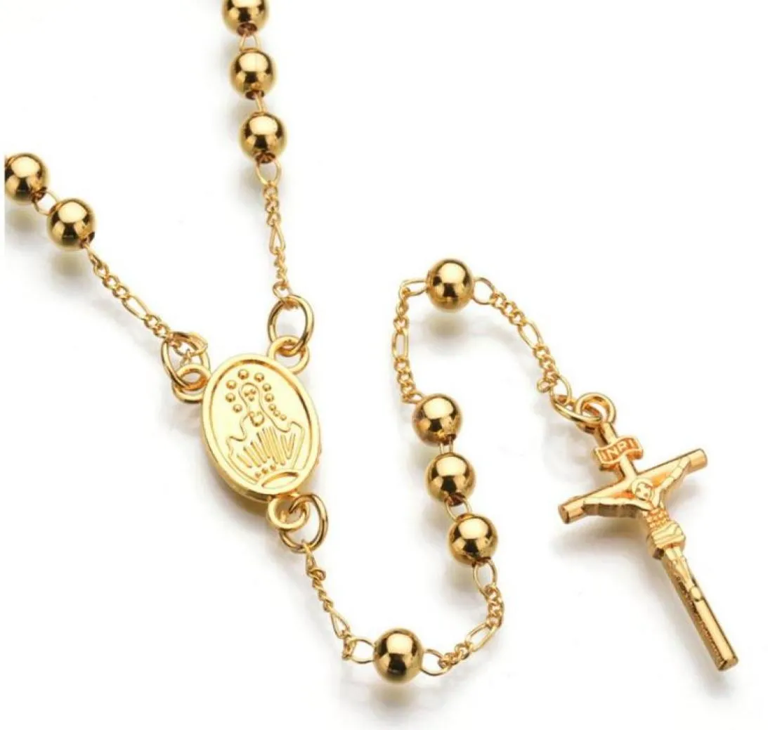 Cross Anhänger Perlen Mode Schmuck Geschenk 18K Real Goldplatinum plattiert Jesus Stück Kruzifix Anhänger Halskette Frauen Männer Schmuck Acc9551537