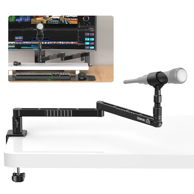 YUZUHOME Microphone Arm Stand, Adjustable Suspension Boom Scissor Mic Stand With 3/8\" To 5/8\" And 3/8\" To 1/4\"Screw Adapter Clip For Blue Yeti...