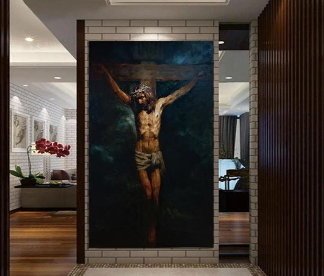 Korsfästelsen av Anatoly Shumkin HD Tryck Jesus Christ Oil Målning på duk Art Print Home Decor Wall Art Målning Bild Y206976278