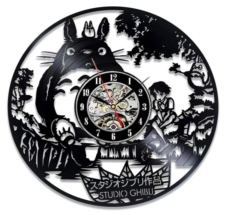 Studio Ghibli Totoro Wall Clock Cartoon My Neighbor Totoro Record Clocks Wall Watch Home Decor Christmas Gift for Y8849345