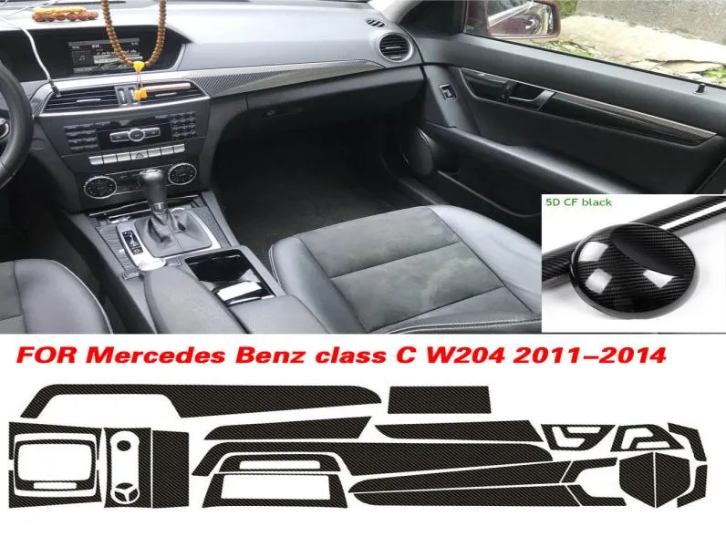 For mercedes C Class W204 2011-2014 Interior Central Control Panel Door Handle 3D 5D Carbon Fiber Stickers Decals Car styling Accessorie9743273