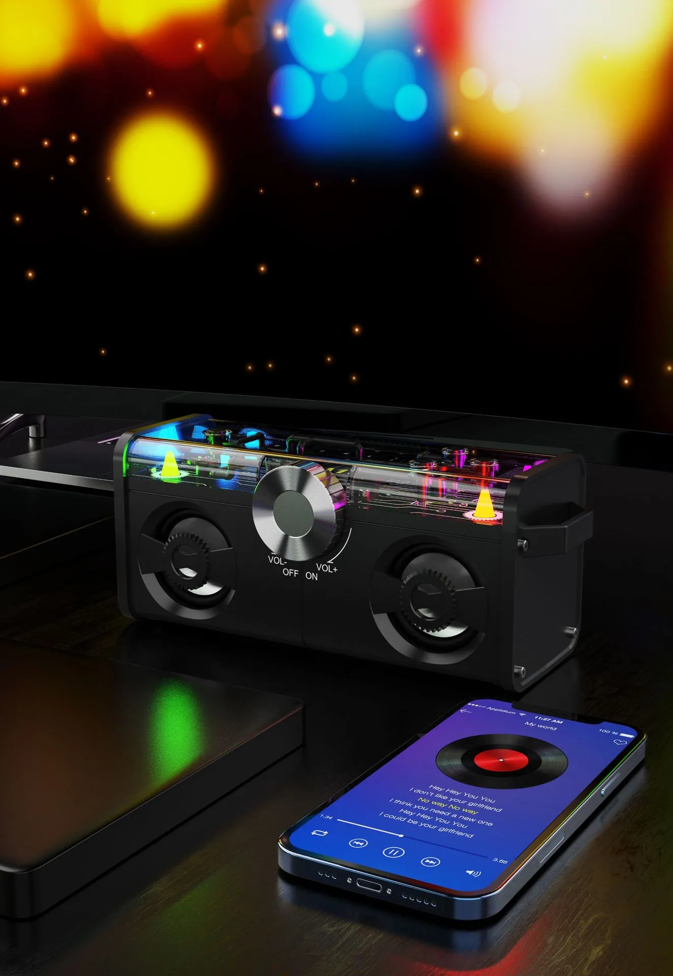 18サブウーファーを備えた透明なBluetoothスピーカー LEDライト見事な 