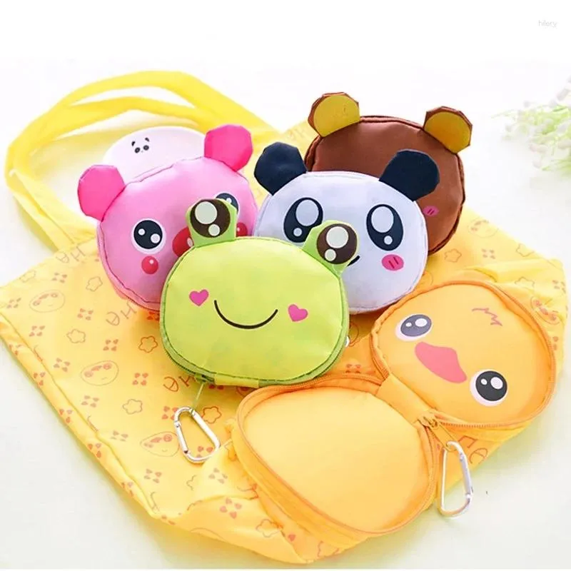 Storage Bags Frog Bear Pig Shopping Bag Foldable Reusable Eco For Vegetables Grocery Package Women Shopper Large Handbags Tote