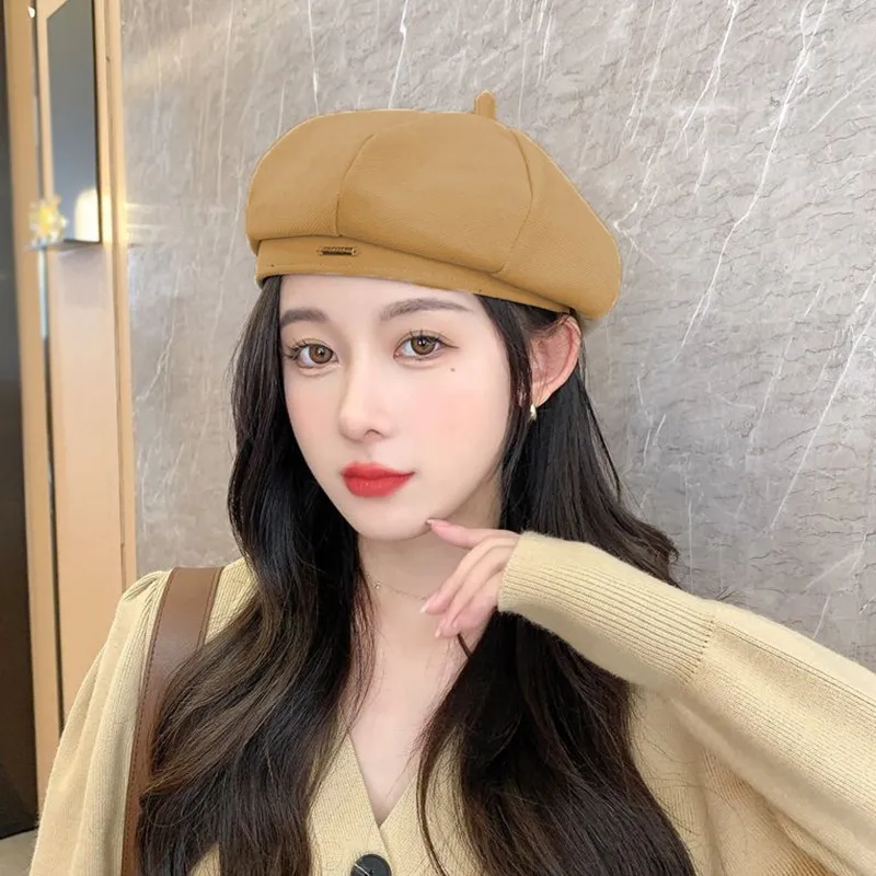 Korean Beige Beret Hat Korean Beret Hat For Women Solid Color