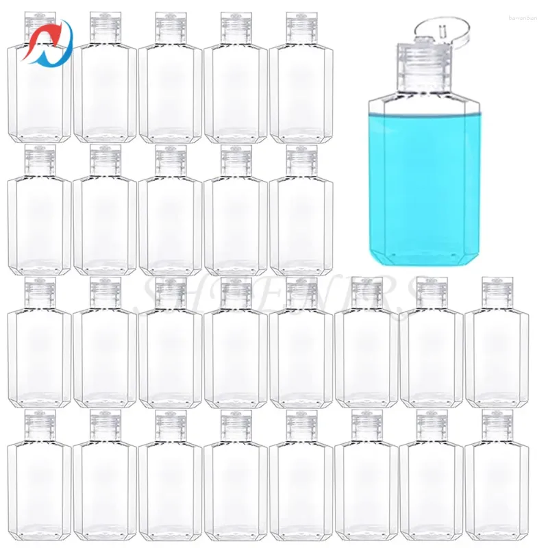 Förvaringsflaskor 30 st 2 oz 60 ml Klar påfyllningsbar vändtoppplastplast tom mini resor flip cap liten behållare för utomhus