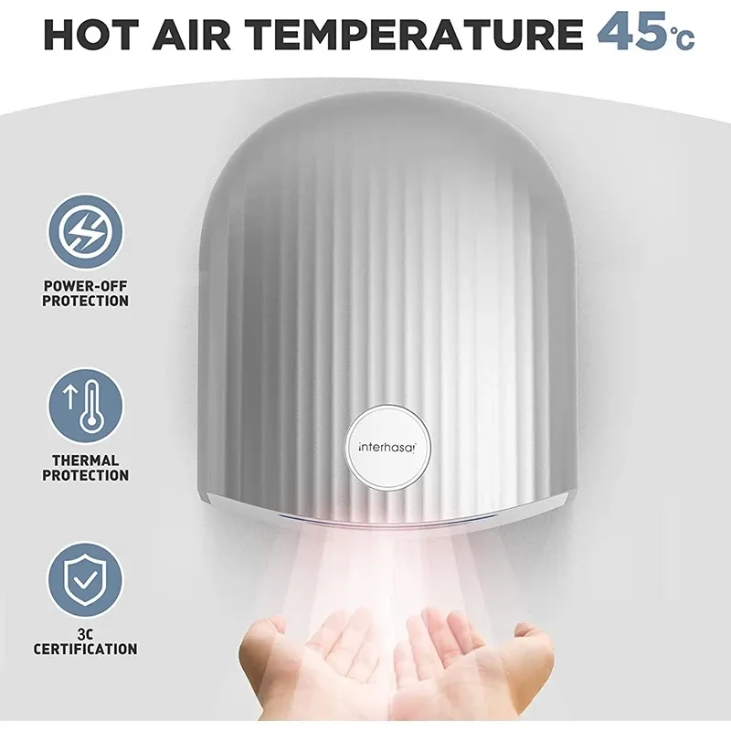 Torkar Interhasa! Ny automatisk handtorkare varm kall hastighet vindvägg induktion handtorkar 1200W för kommersiell badrum toalett