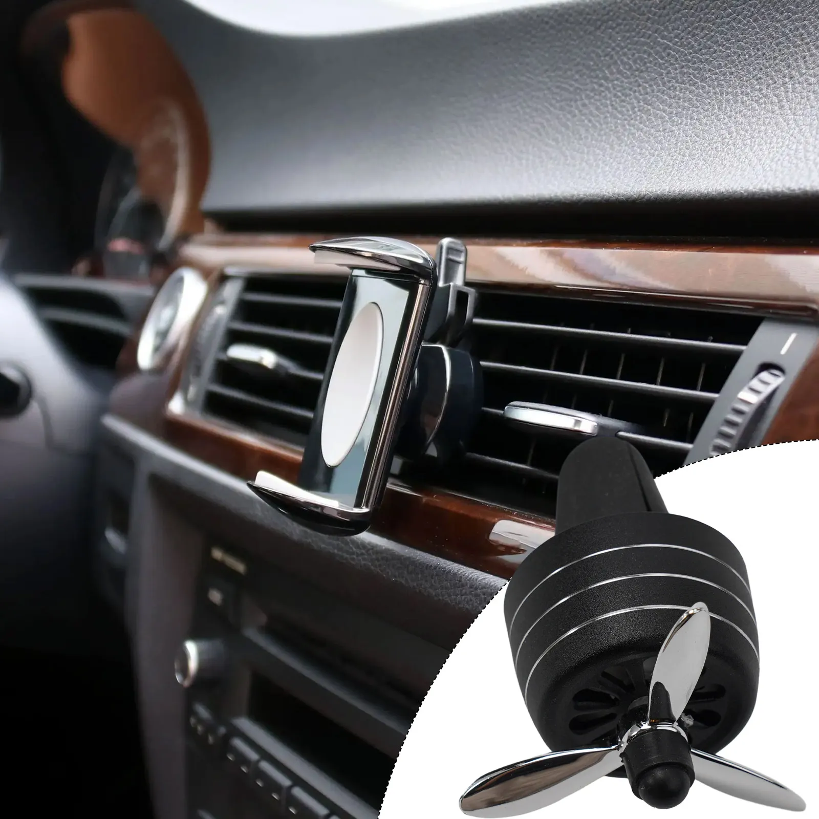 Car Air Freshener Diffuser Rotating LED Fragrance Dispenser with 3-Leaf ...