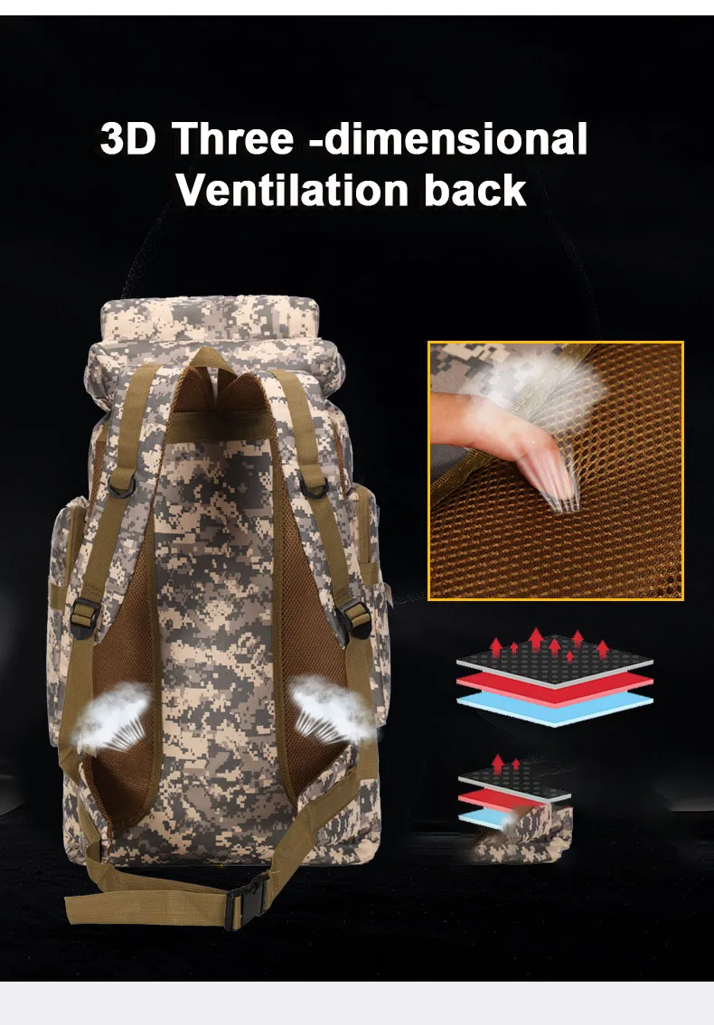 80L Waterproof Outdoor Camouflage Internal Frame Backpack for Men and Women  Hiking Travel from Dhgate others1 - price 70.4