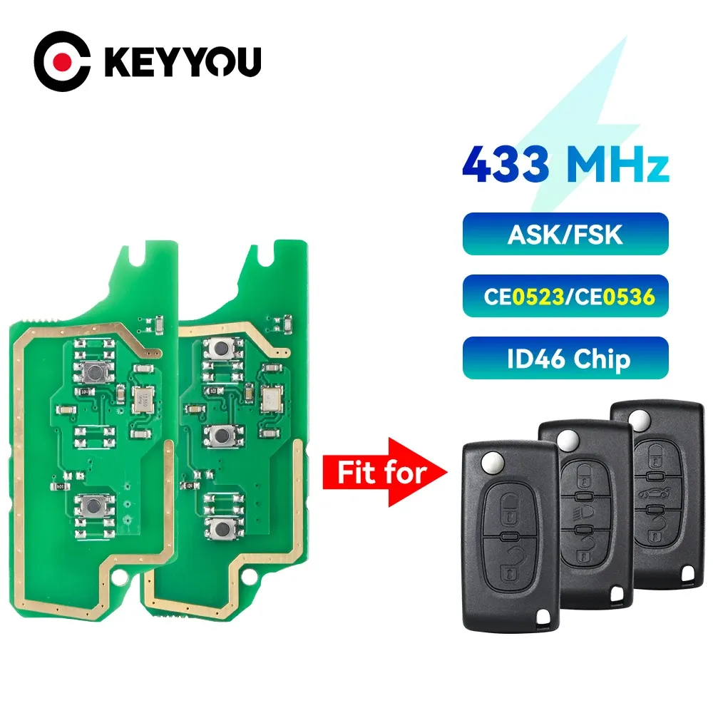 3-Button Flip Key Shell For Peugeot 207 307 308 407 – With Battery And Clip